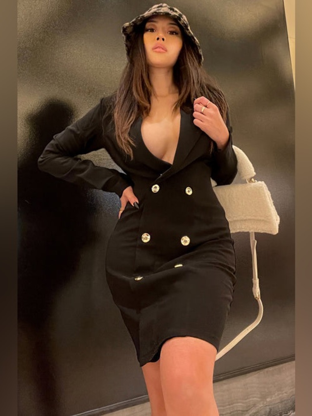 Fashion Nova Enterprise Black Double Breasted Blazer Mini Dress Size Medium